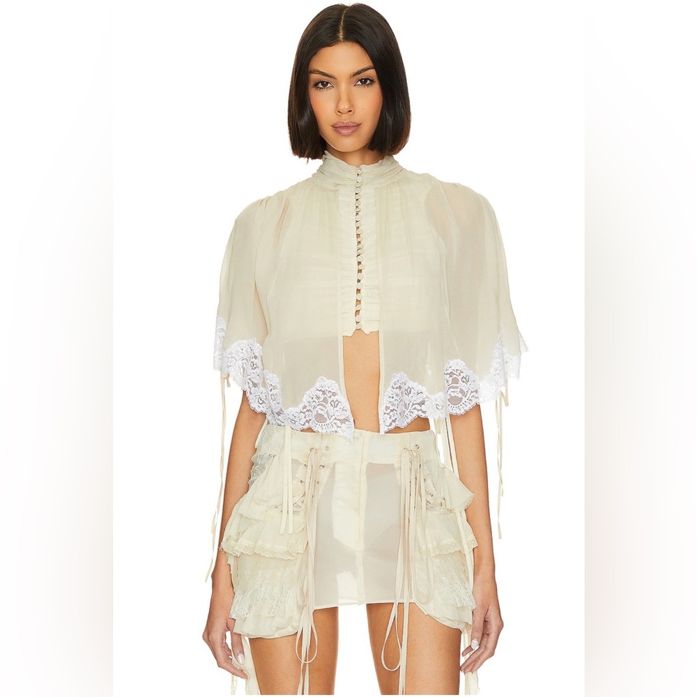 Aniye Records Ary Cropped Top in Deep Moon | Revolve | Capelet top butter yellow